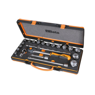 Beta 17-Piece 1/2 Inch Hexagon Socket Set With 5 Accessories In Foam Tray And Metal Case - 920A/C17MR