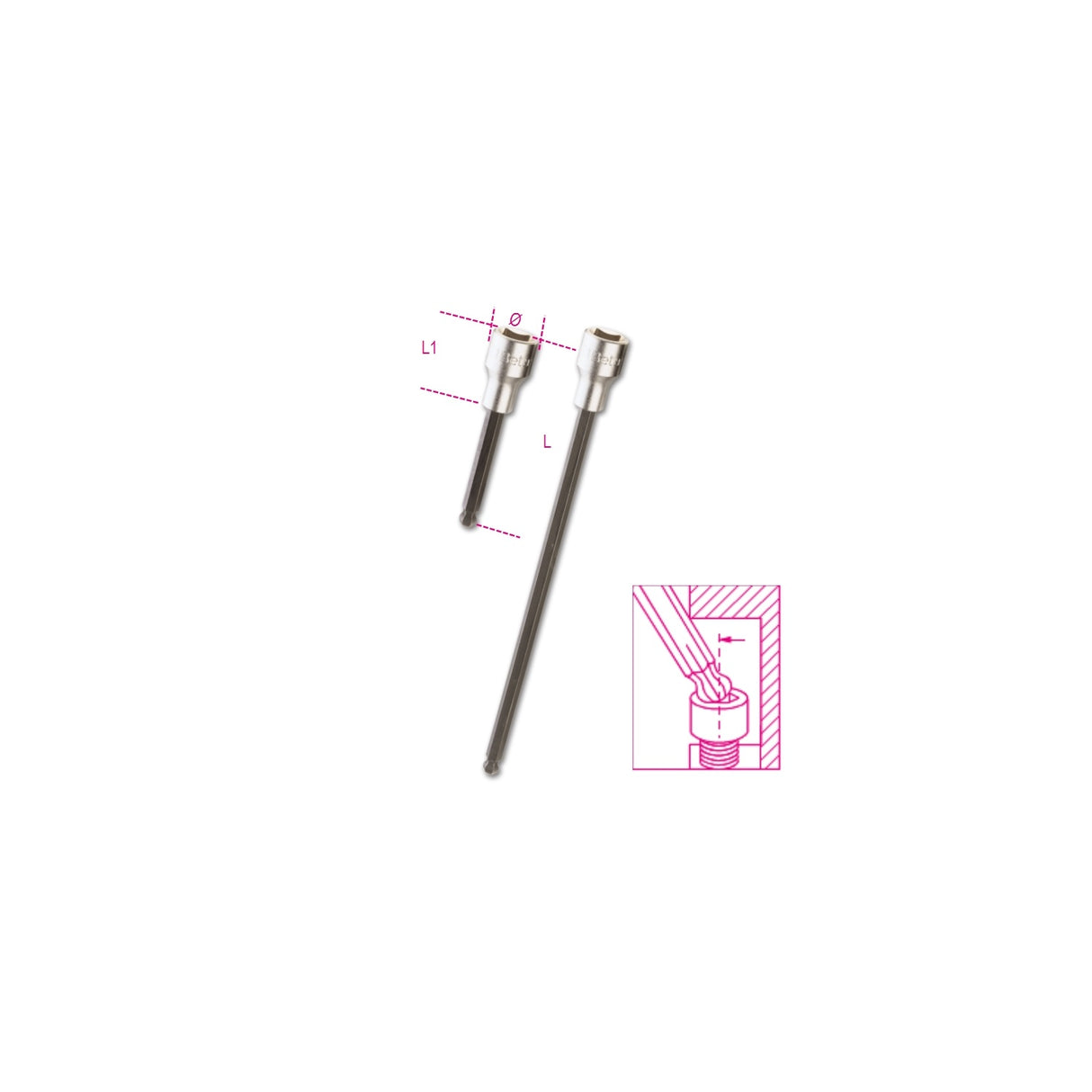 Beta 1/2In Ball Head Socket Driver For Hexagon Screws 7 Mm - 920BP - 920BP 7L