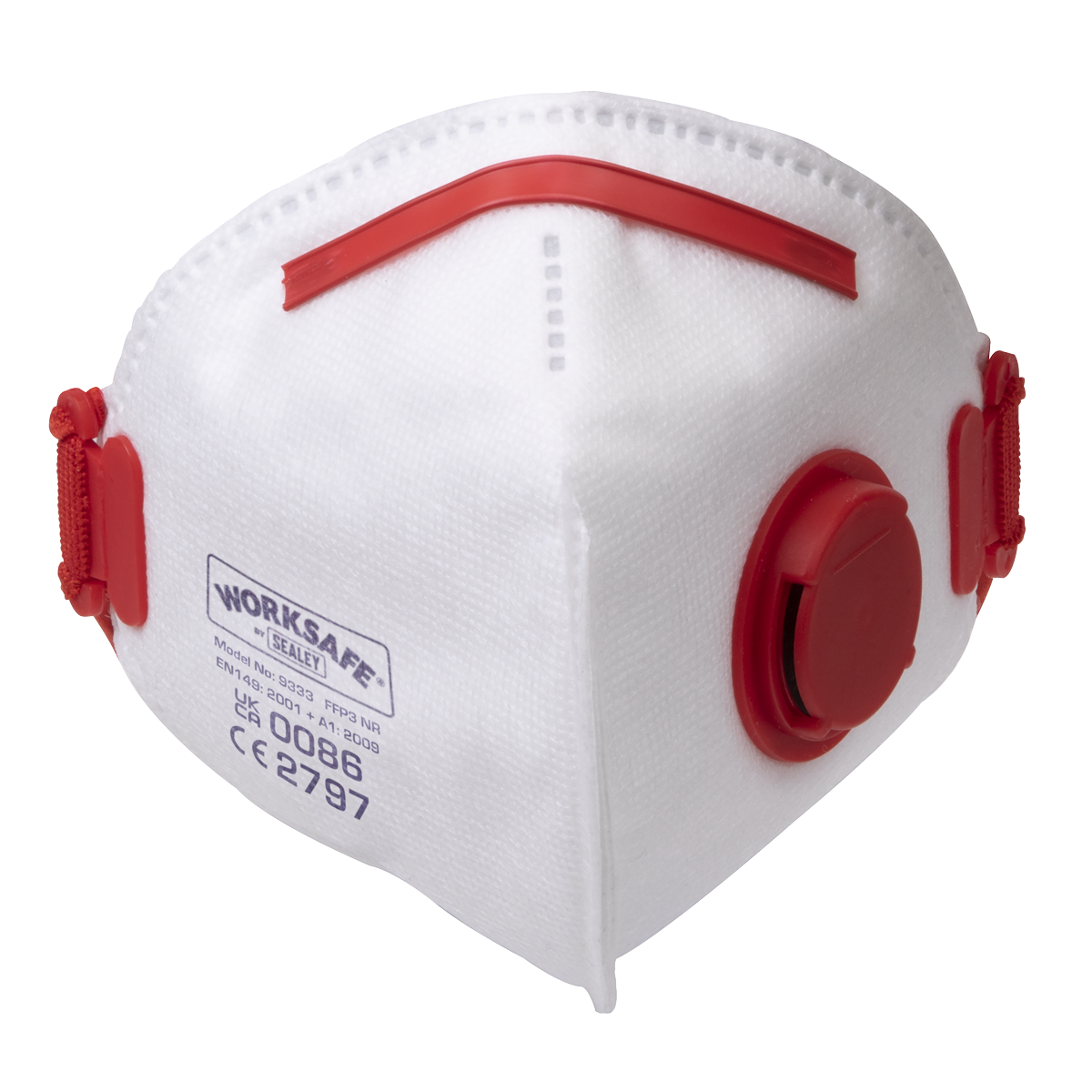 Sealey 9333/10 Worksafe® Valved Fold Flat Mask FFP3 - Pack of 10 - additional view 2