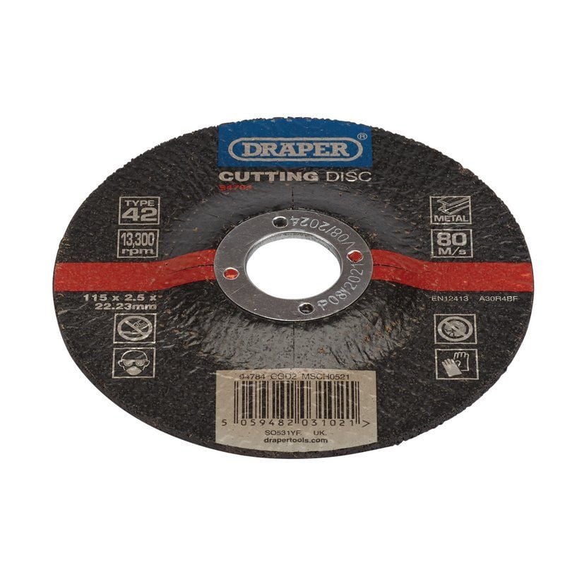 Draper CGD2 DPC Metal Cutting Disc, 115 x 2.5 x 22.23mm - (94784)