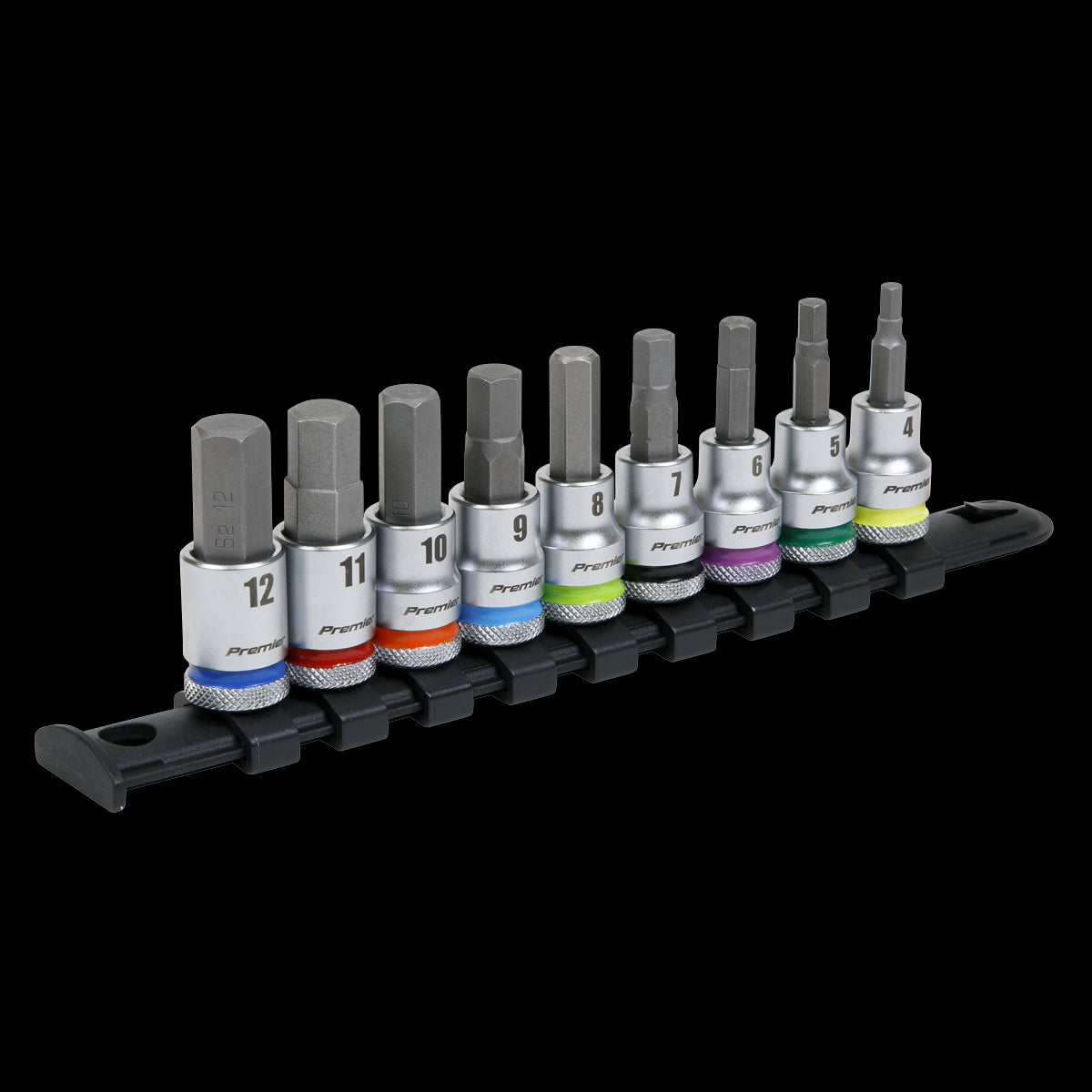 Sealey AK6250 Hex Socket Bit Set 9pc 3/8"Sq Drive  - Platinum