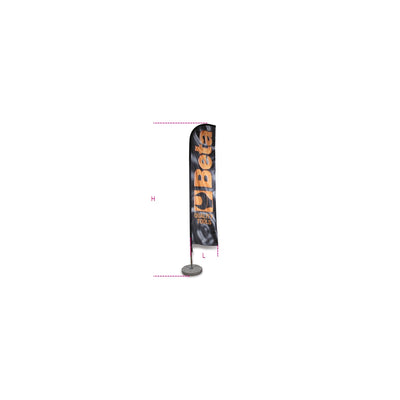 Beta Collection Sail Flag 4 X 0.75 M With Chrome-Plated Pole And 50 Cm Grit Concrete Base - 9561V