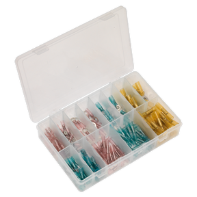 Sealey AB037HT Adhesive Lined Heat Shrink Terminal Assortment 142pc - Blue, Red & Yellow