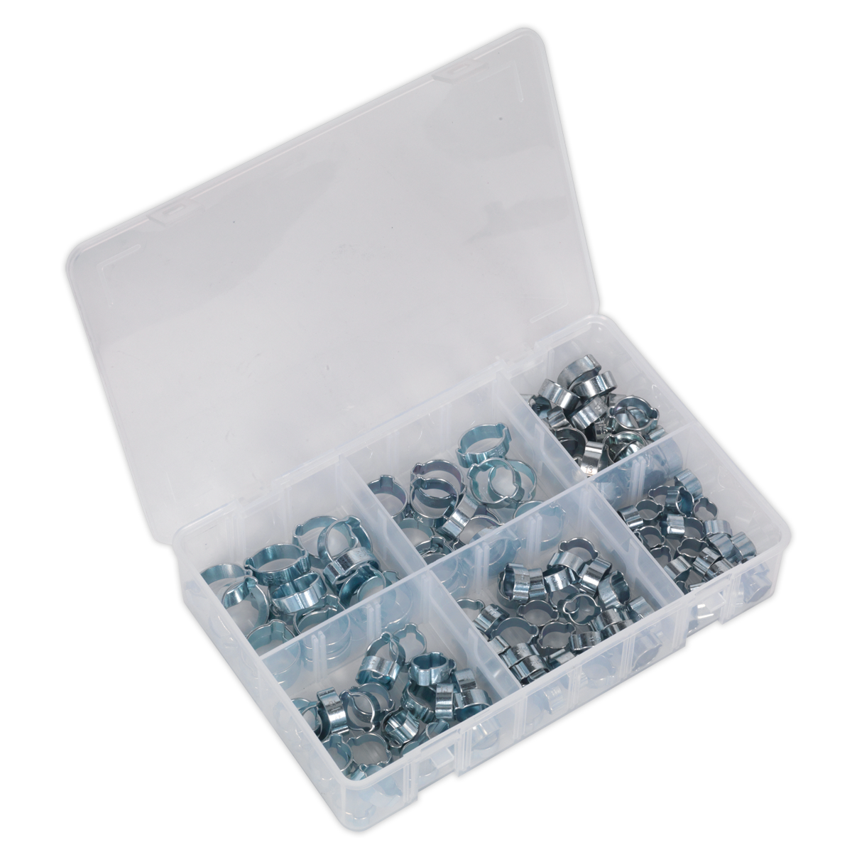 Sealey AB044DE Zinc Plated O-Clip Double Ear Assortment 140pc
