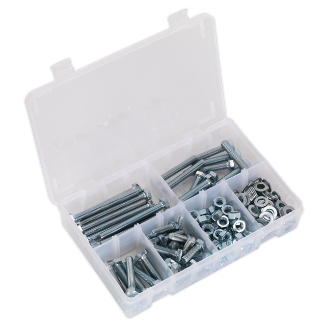 Sealey AB051SNW High Tensile Setscrew, Nut & Washer Assortment M8 220pc