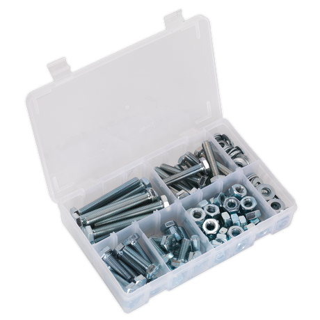 Sealey AB052SNW High Tensile Setscrew, Nut & Washer Assortment M10 150pc