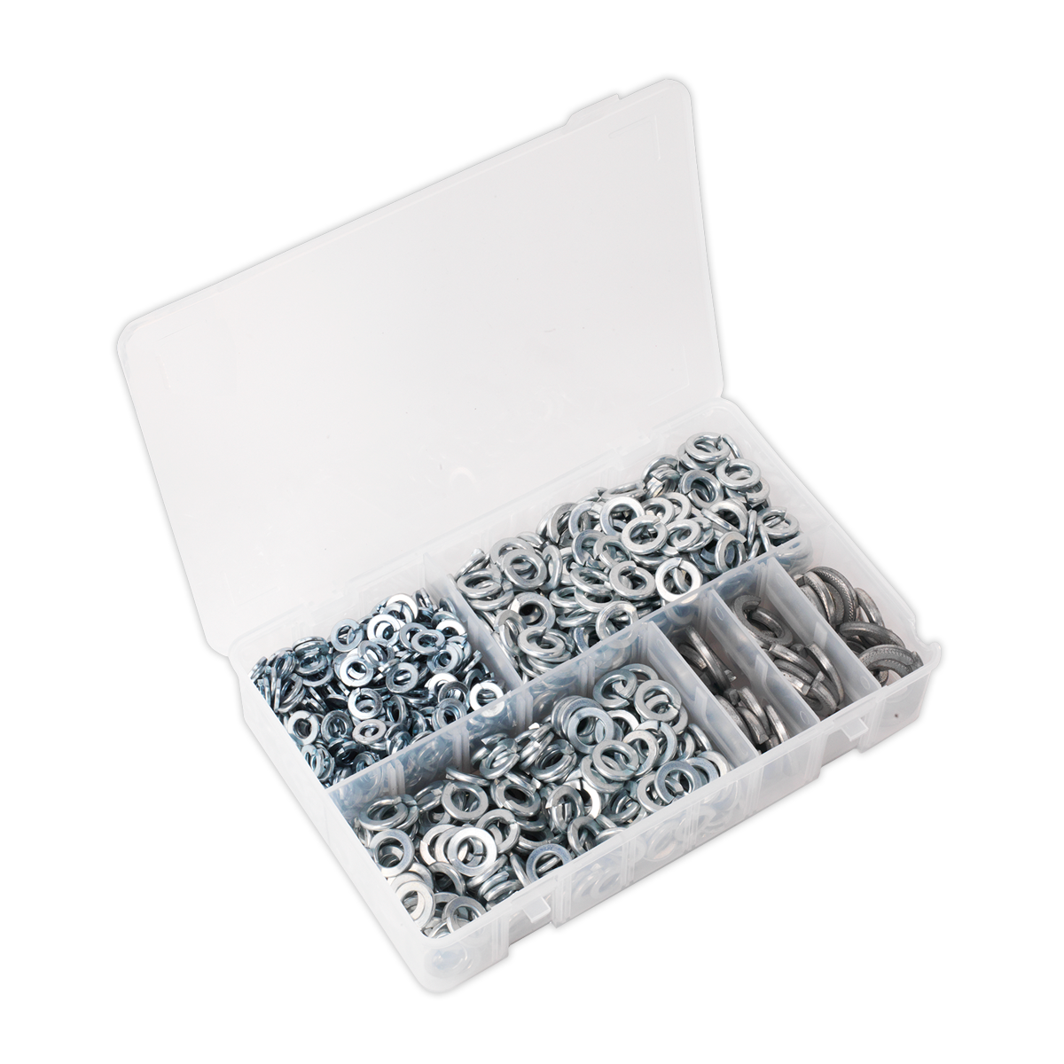 Sealey AB058SW Zinc Plated Spring Washer Assortment M6-M16 1010pc - DIN 127B