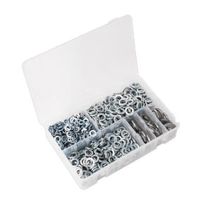 Sealey AB058SW Zinc Plated Spring Washer Assortment M6-M16 1010pc - DIN 127B