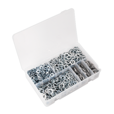 Sealey AB058SW Zinc Plated Spring Washer Assortment M6-M16 1010pc - DIN 127B