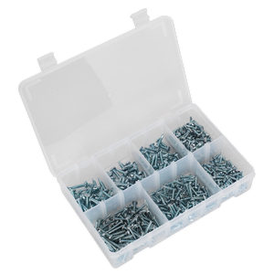 Sealey AB060SDS Zinc Plated Self-Drilling Pan Head Phillips Screw Assortment 500pc