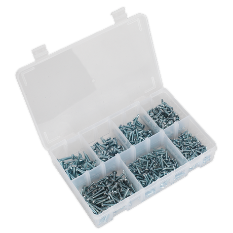 Sealey AB060SDS Zinc Plated Self-Drilling Pan Head Phillips Screw Assortment 500pc