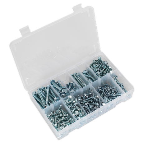 Sealey AB061SDH Zinc Plated Self-Drilling Screw Assortment Hex Head 410pc