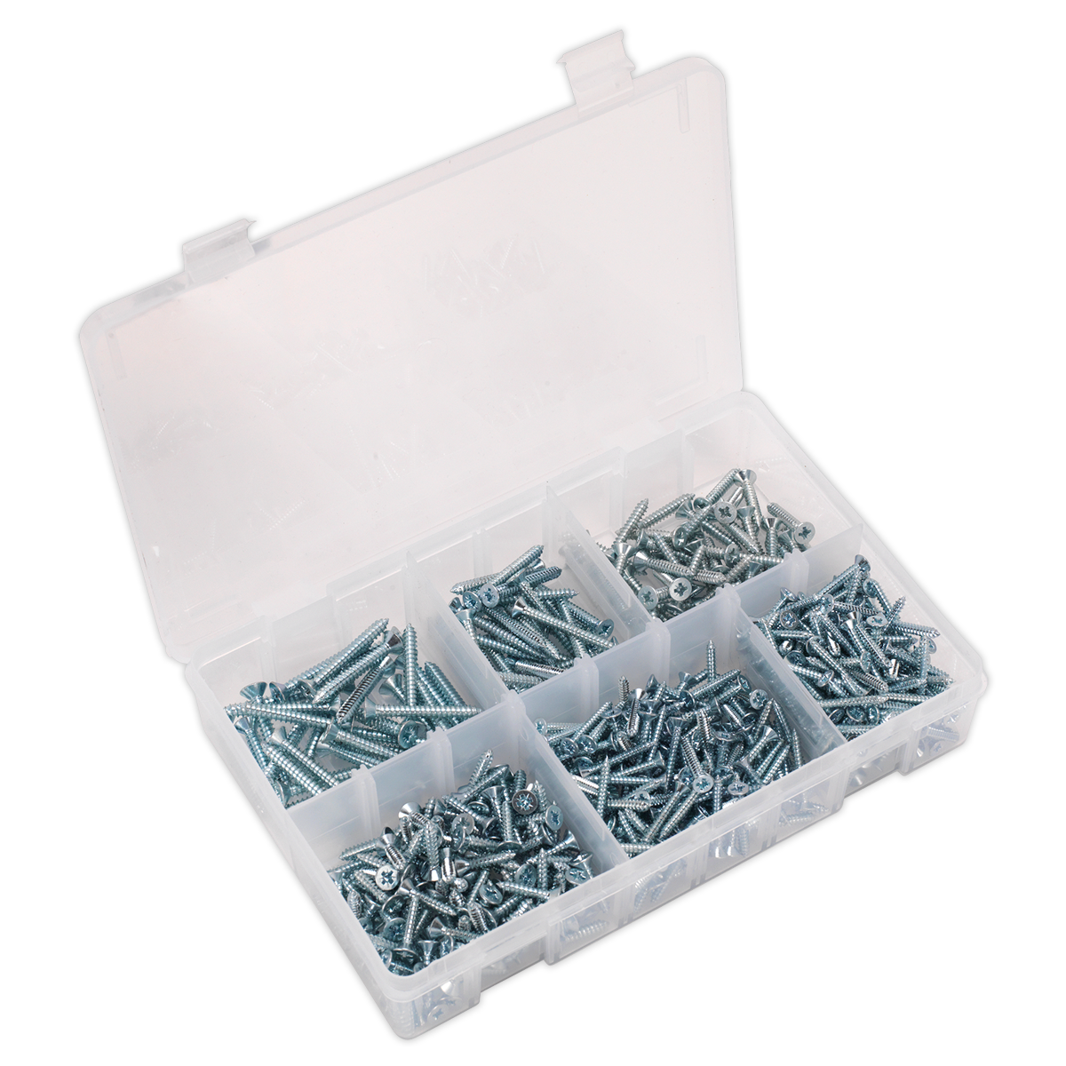Sealey AB062STCS Zinc Plated Self-Tapping Countersunk Pozi Screw Assortment 510pc - DIN 7982