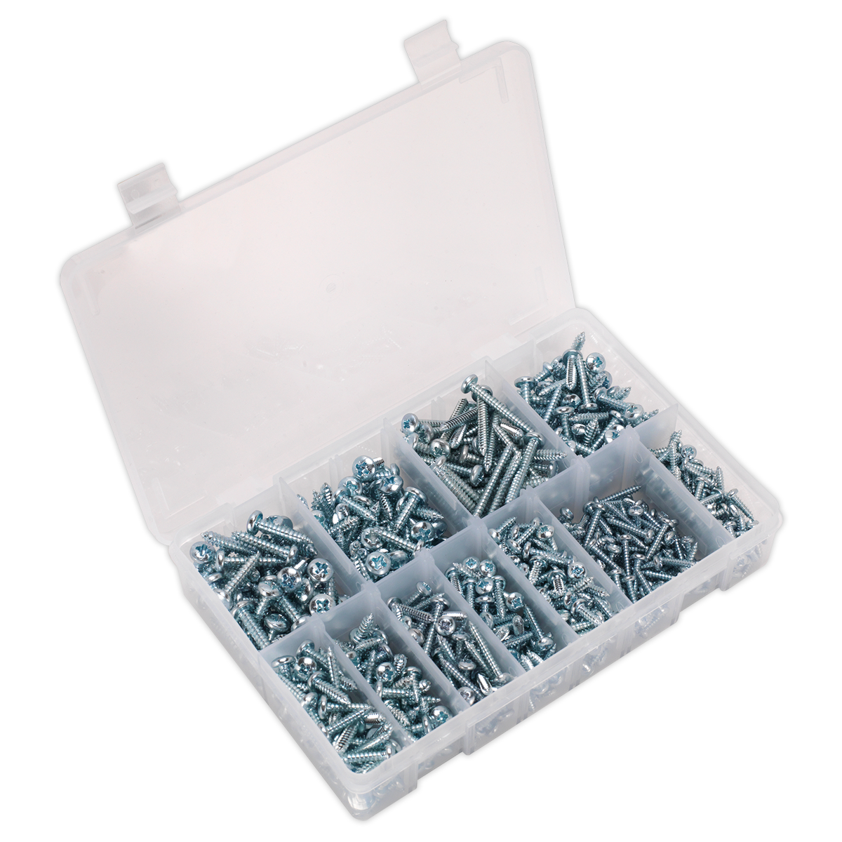 Sealey AB063STPH Zinc Plated Self-Tapping Pan Head Pozi Screw Assortment 700pc - DIN 7981CZ