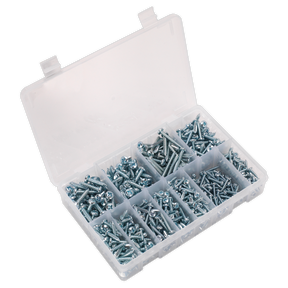 Sealey AB063STPH Zinc Plated Self-Tapping Pan Head Pozi Screw Assortment 700pc - DIN 7981CZ