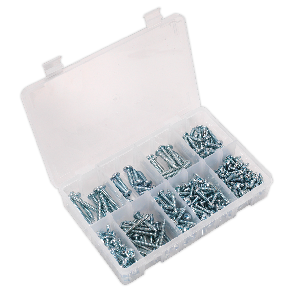 Sealey AB064STPP Zinc Plated Self-Tapping Pan Head Pozi Screw Assortment 305pc - DIN 7981CZ