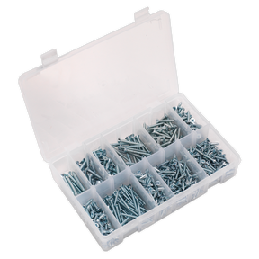 Sealey AB065STCP Zinc Plated Self-Tapping Countersunk Pozi Screw Assortment 600pc