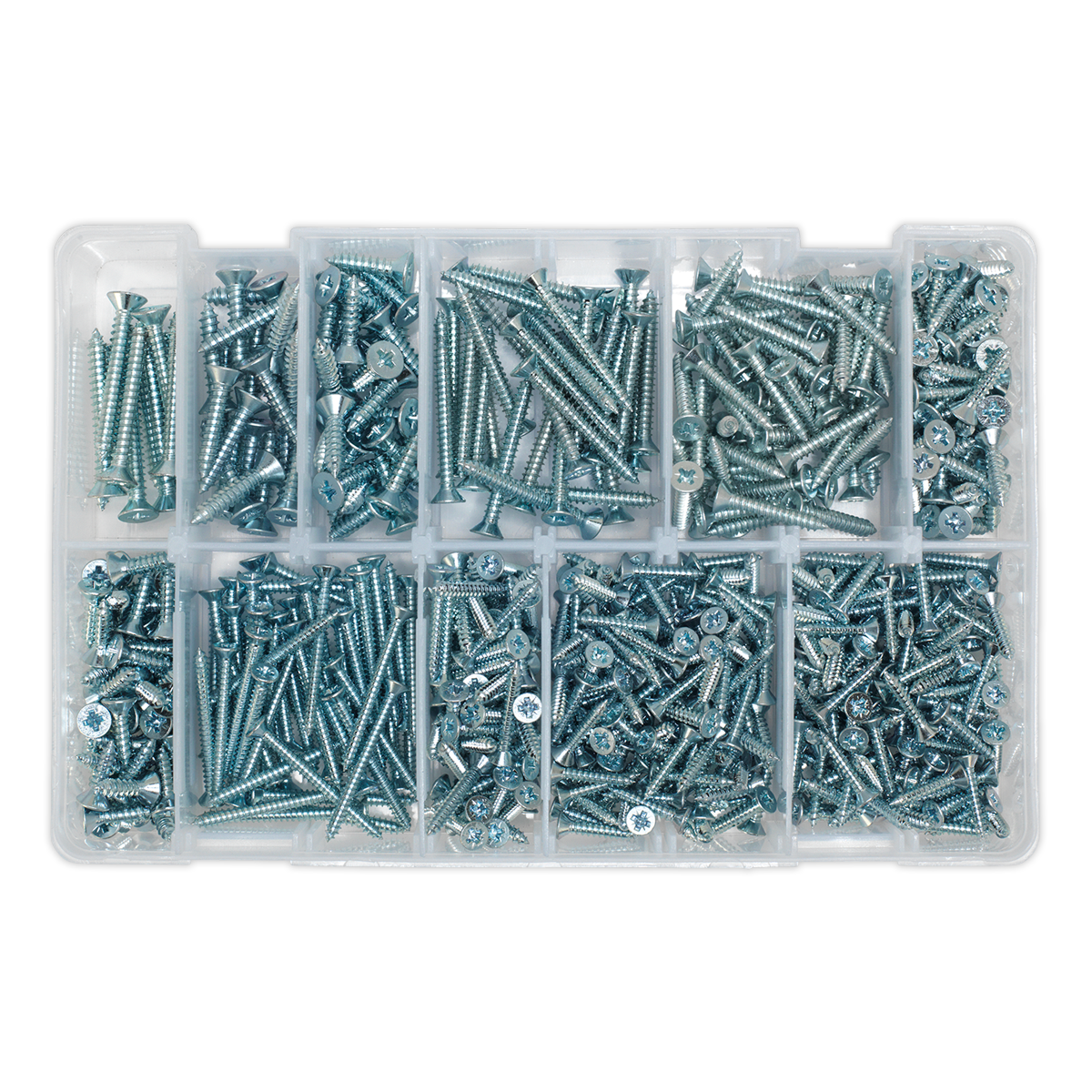 Sealey AB065STCP Zinc Plated Self-Tapping Countersunk Pozi Screw Assortment 600pc - additional view 4