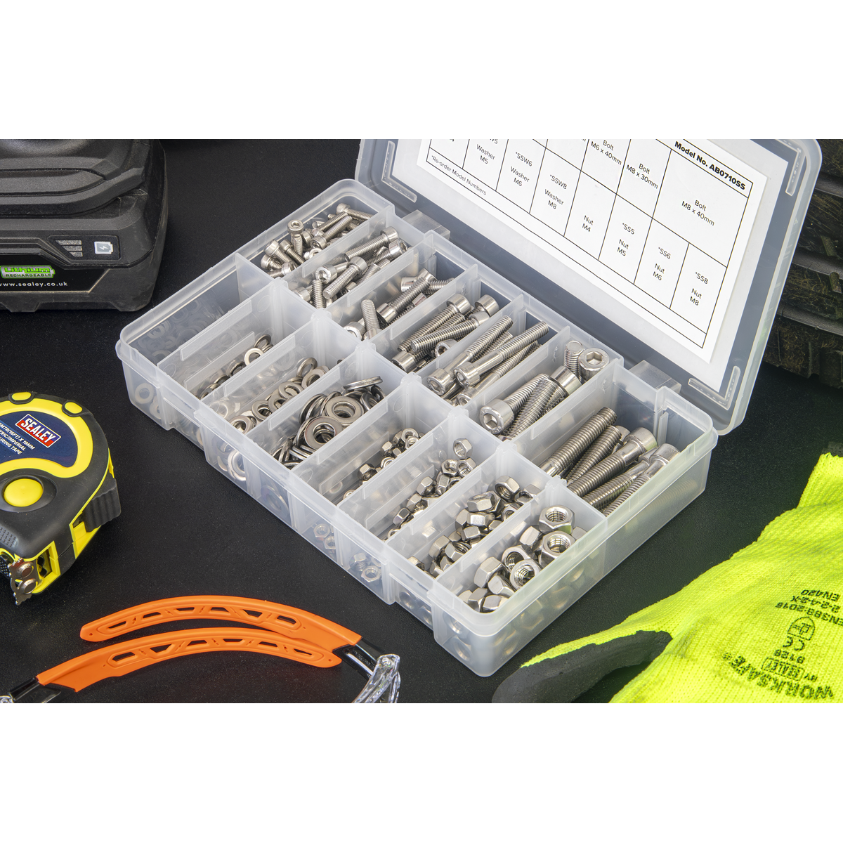 Sealey AB0710SS Stainless Steel Hex Socket Bolt, Washer & Nut Assortment 710pcs - additional view 8