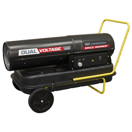 Sealey AB1850DV Dual Voltage Space Warmer® Kerosene/Diesel Heater with Wheels 185,000Btu/hr(55kW)