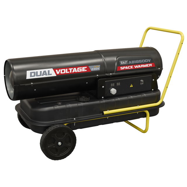 Sealey AB1850DV Dual Voltage Space Warmer® Kerosene/Diesel Heater with Wheels 185,000Btu/hr(55kW)