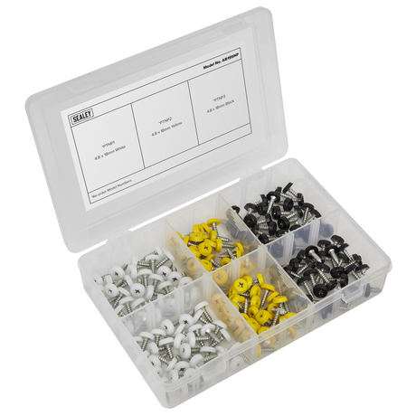 Sealey AB195NP Numberplate Screw Assortment 4.8mm x 18mm 195pc - Plastic Enclosed Head