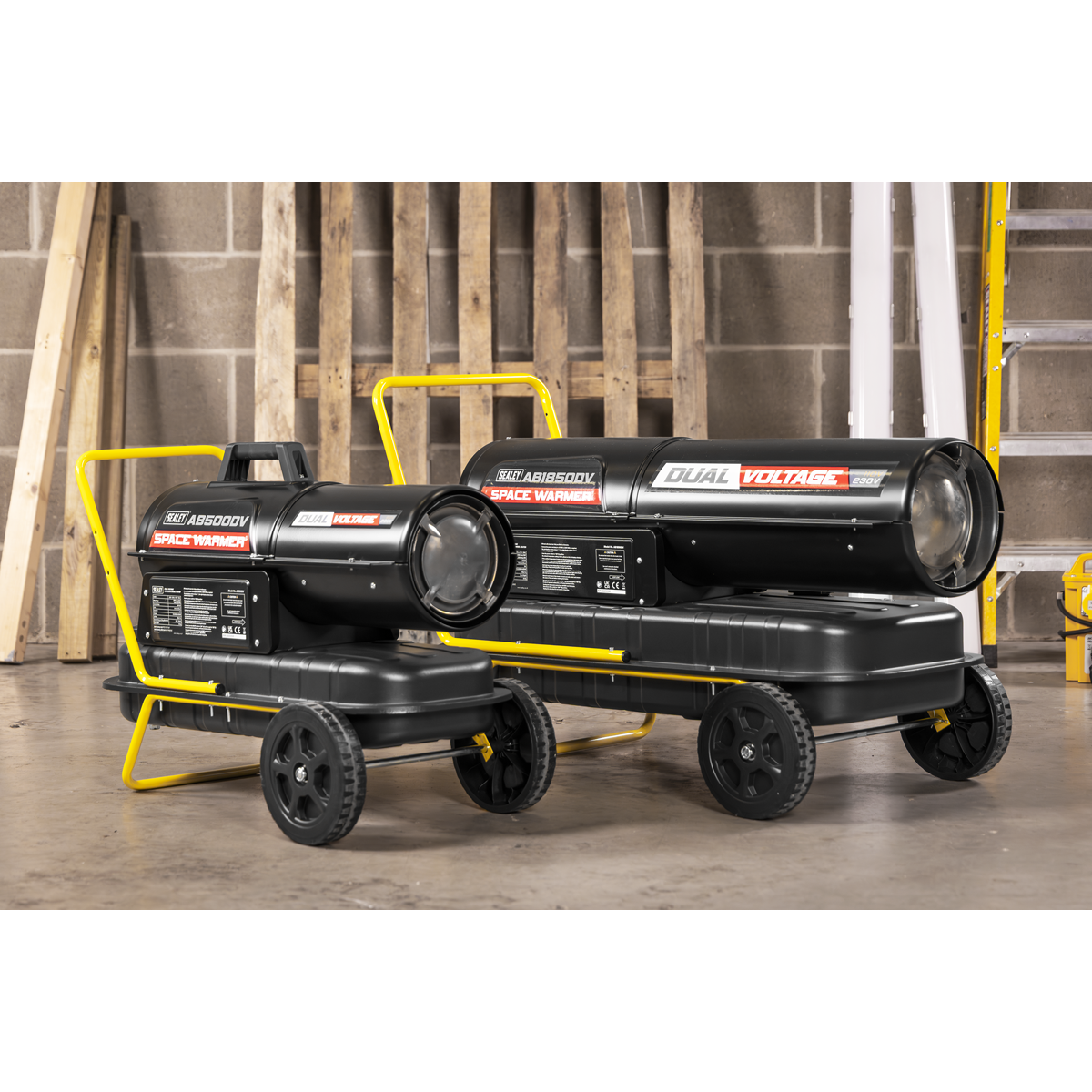 Sealey AB500DV Dual Voltage Kerosene/Diesel Space Warmer® Heater with Wheels 50,000Btu/hr - additional view 7