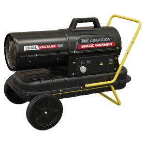 Sealey AB500DV Dual Voltage Kerosene/Diesel Space Warmer® Heater with Wheels 50,000Btu/hr