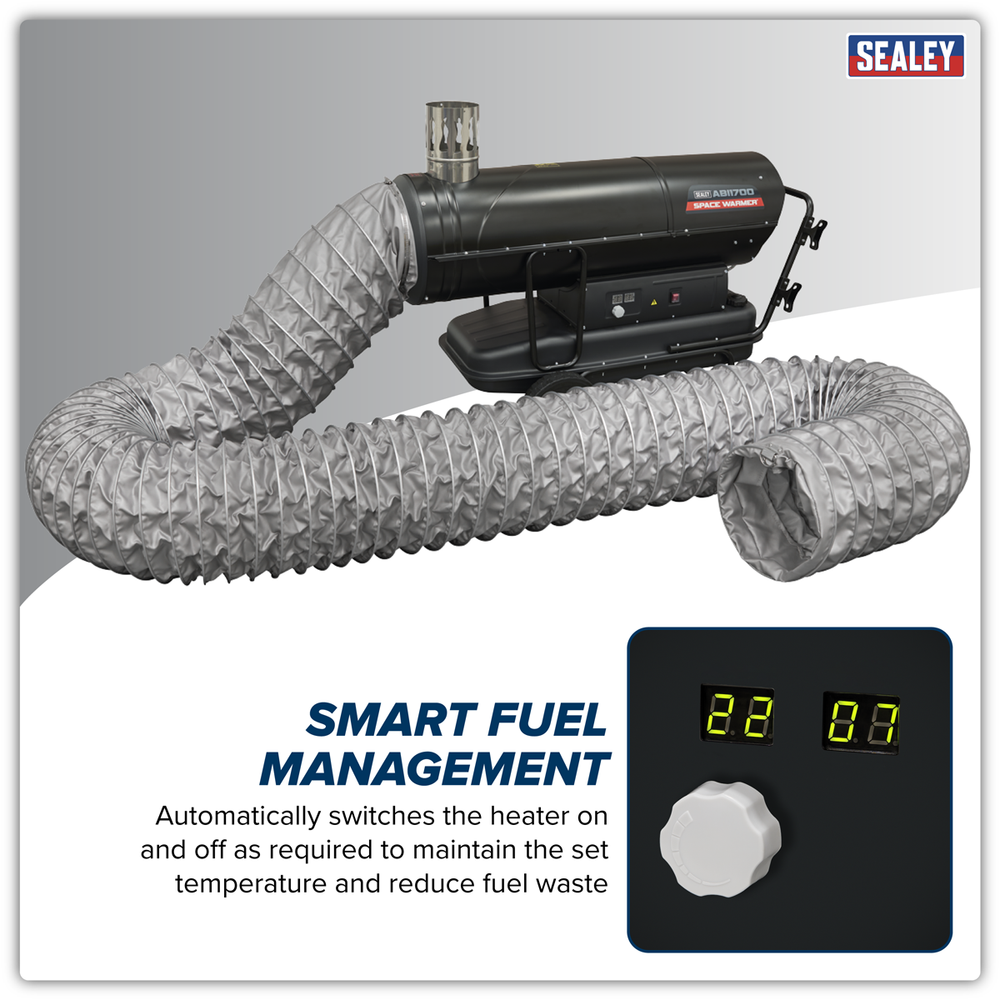 Sealey ABI1700COMBO Space Warmer® Indirect Kerosene/Diesel Heater 170,000Btu/hr with 5M Ducting - additional view 2