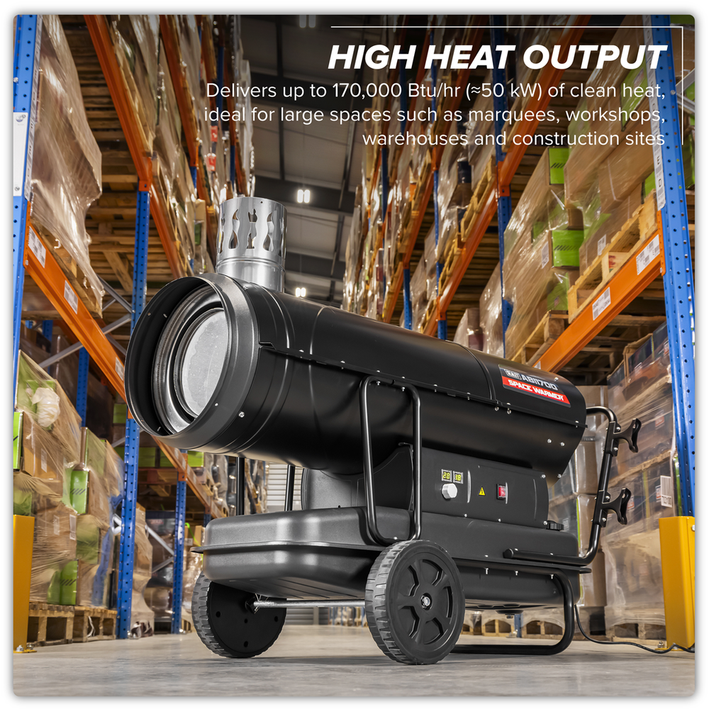 Sealey ABI1700 Space Warmer® Indirect Kerosene/Diesel Heater with Wheels 170,000Btu/hr - additional view 11