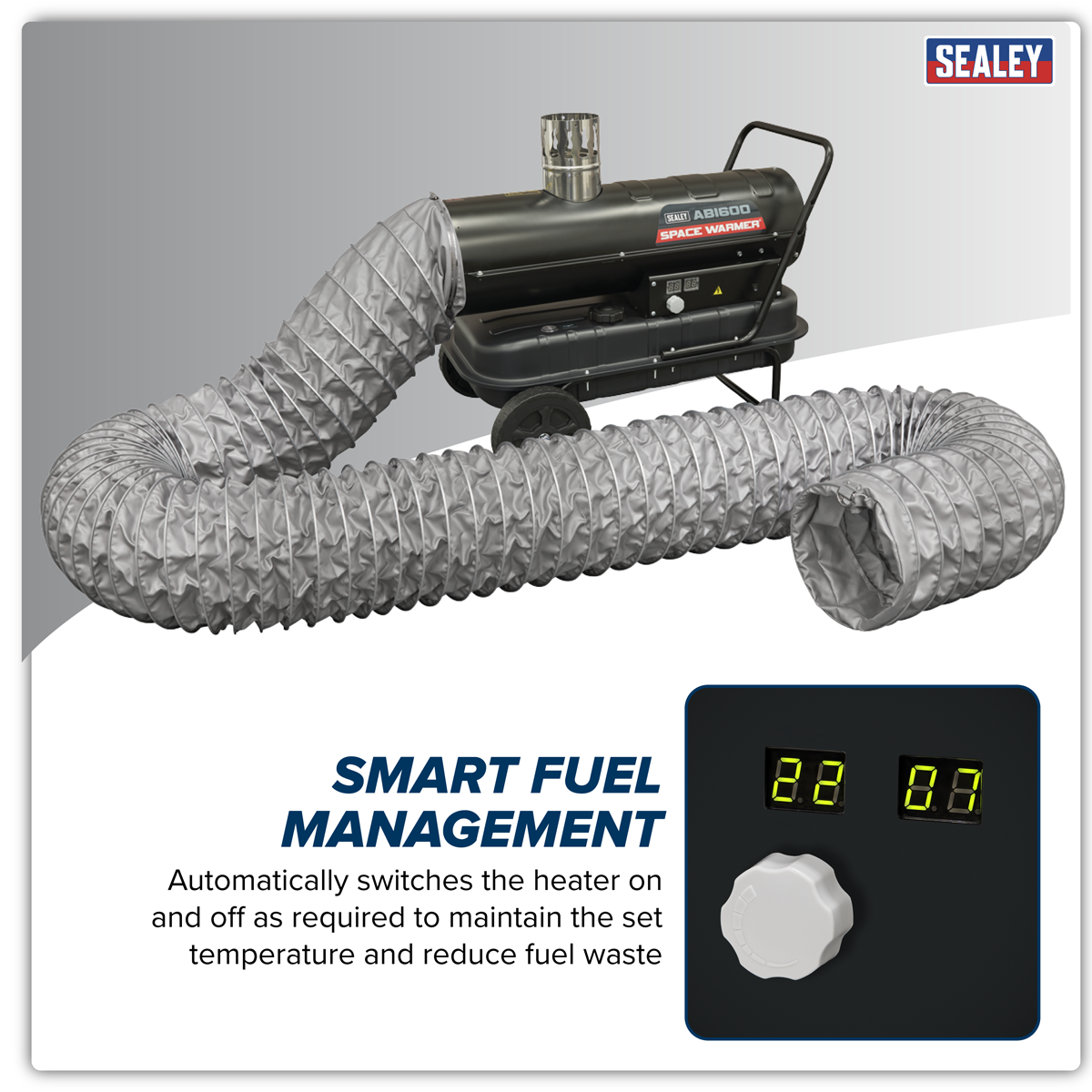 Sealey ABI600COMBO Space Warmer® Indirect Kerosene/Diesel Heater 68,000Btu/hr with 5M Ducting - additional view 3