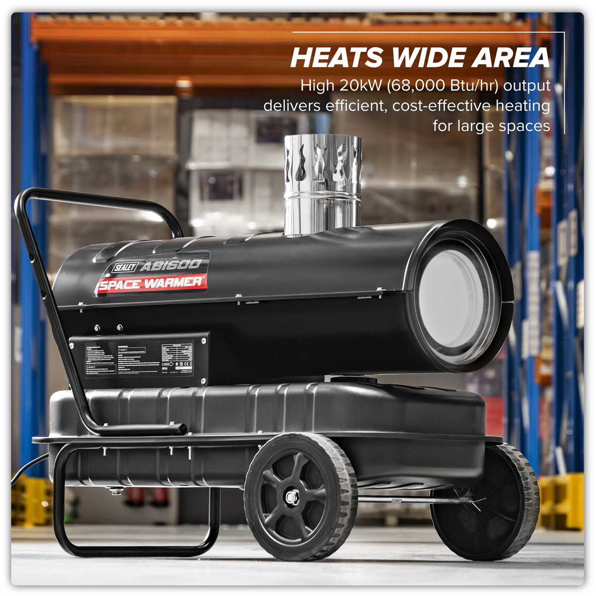 Sealey ABI600 Space Warmer® Indirect Kerosene/Diesel Heater with Wheels 68,000Btu/hr - additional view 11