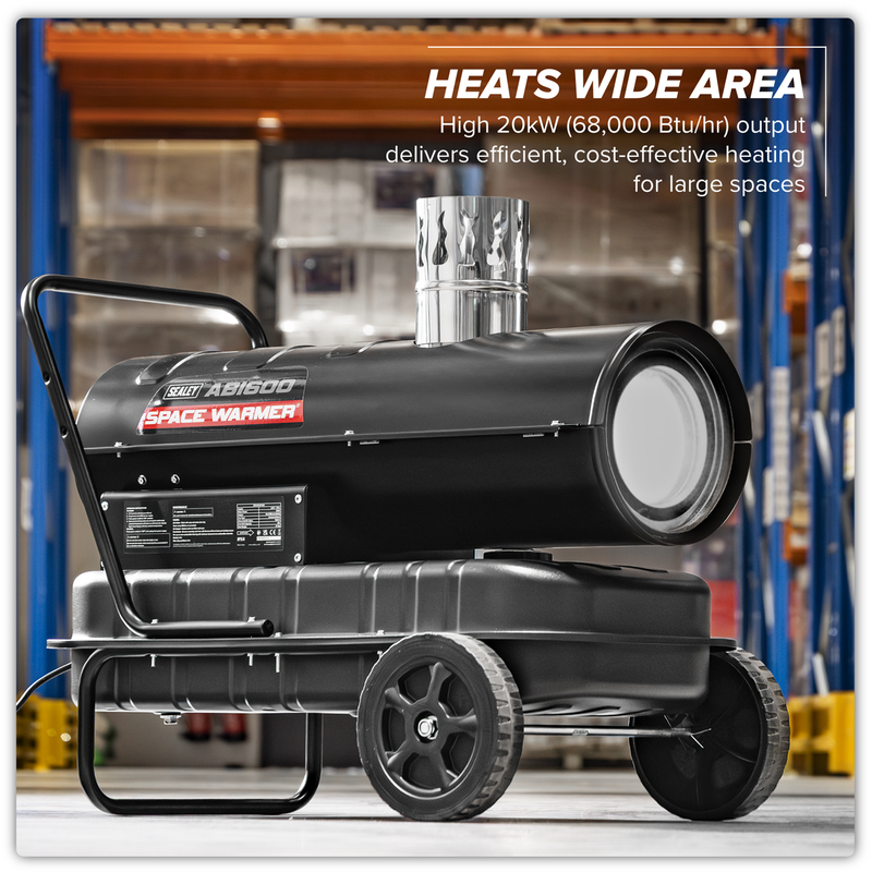 Sealey ABI600 Space Warmer® Indirect Kerosene/Diesel Heater with Wheels 68,000Btu/hr - additional view 11