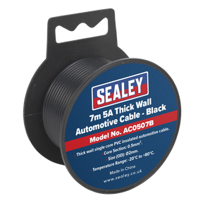Sealey AC0507B 5A Thick Wall Automotive Cable 7m - Black