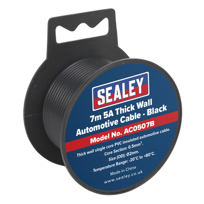 Sealey AC0507B 5A Thick Wall Automotive Cable 7m - Black