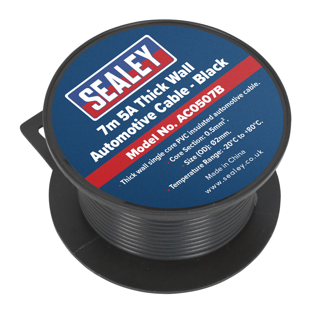 Sealey AC0507B 5A Thick Wall Automotive Cable 7m - Black - additional view 2