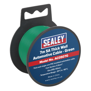 Sealey AC0507G 5A Thick Wall Automotive Cable 7m - Green
