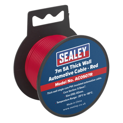 Sealey AC0507R 5A Thick Wall Automotive Cable 7m - Red