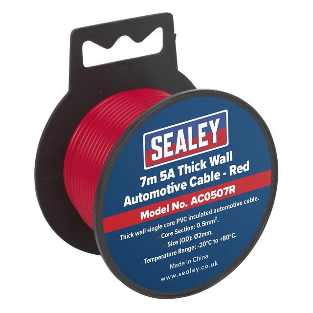 Sealey AC0507R 5A Thick Wall Automotive Cable 7m - Red