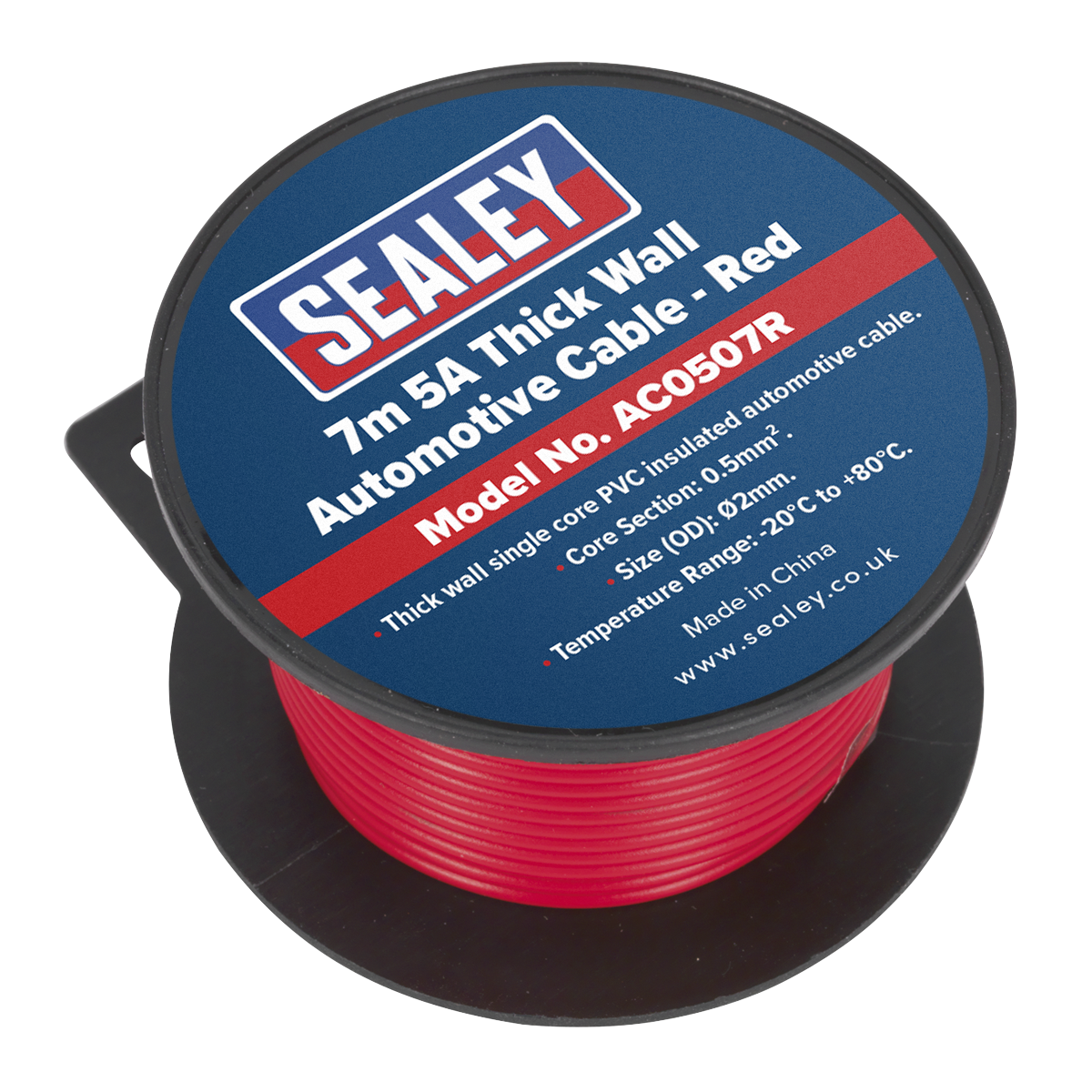 Sealey AC0507R 5A Thick Wall Automotive Cable 7m - Red - additional view 2
