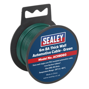 Sealey AC0806G 8A Thick Wall Automotive Cable 6m - Green