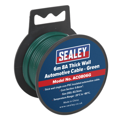 Sealey AC0806G 8A Thick Wall Automotive Cable 6m - Green