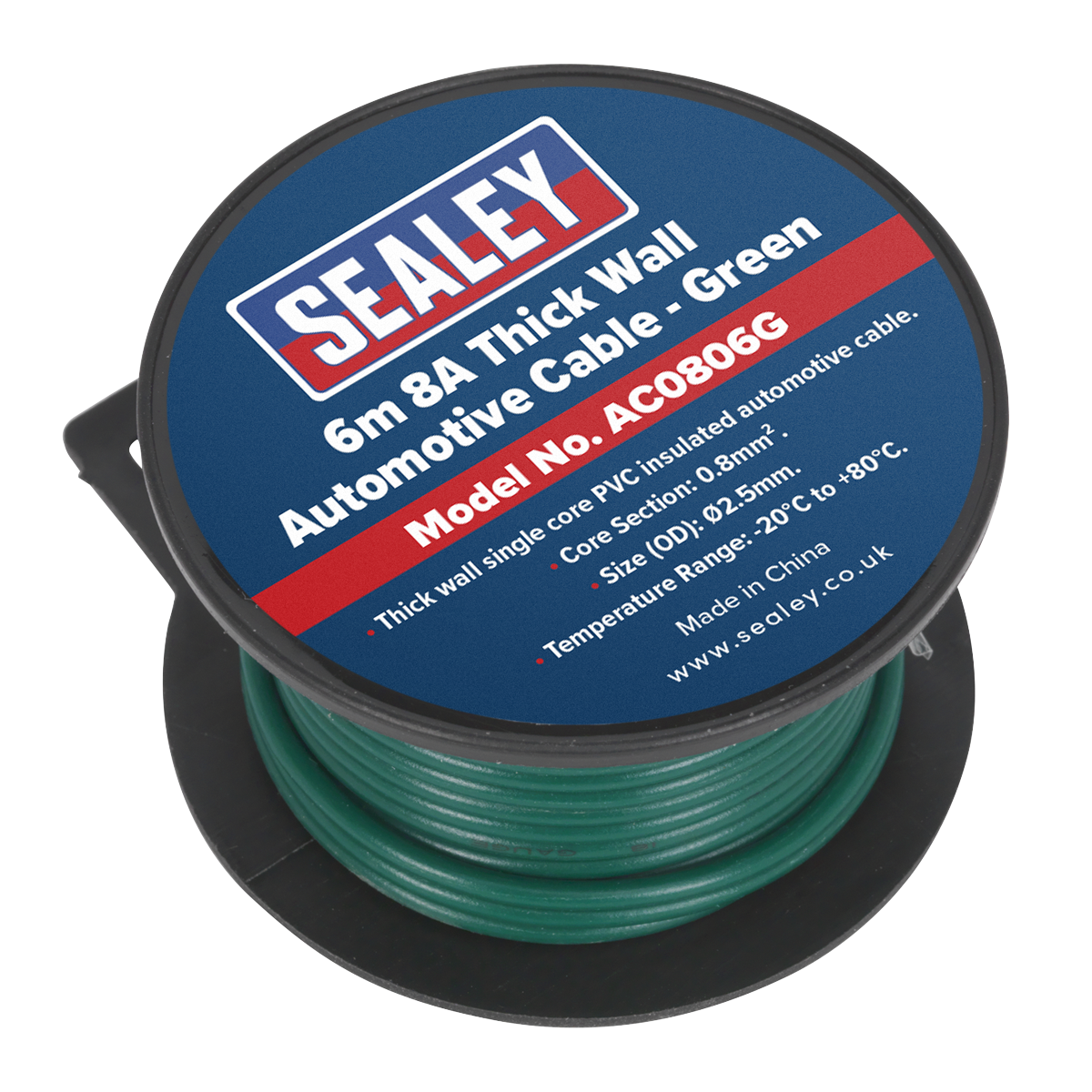 Sealey AC0806G 8A Thick Wall Automotive Cable 6m - Green - additional view 2