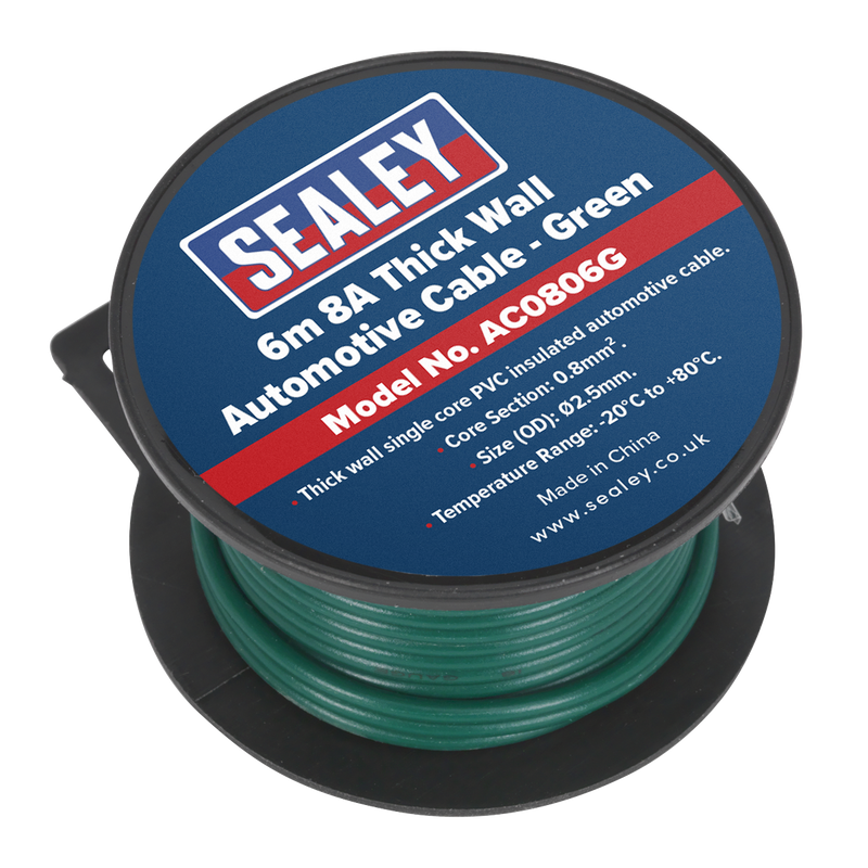 Sealey AC0806G 8A Thick Wall Automotive Cable 6m - Green - additional view 2