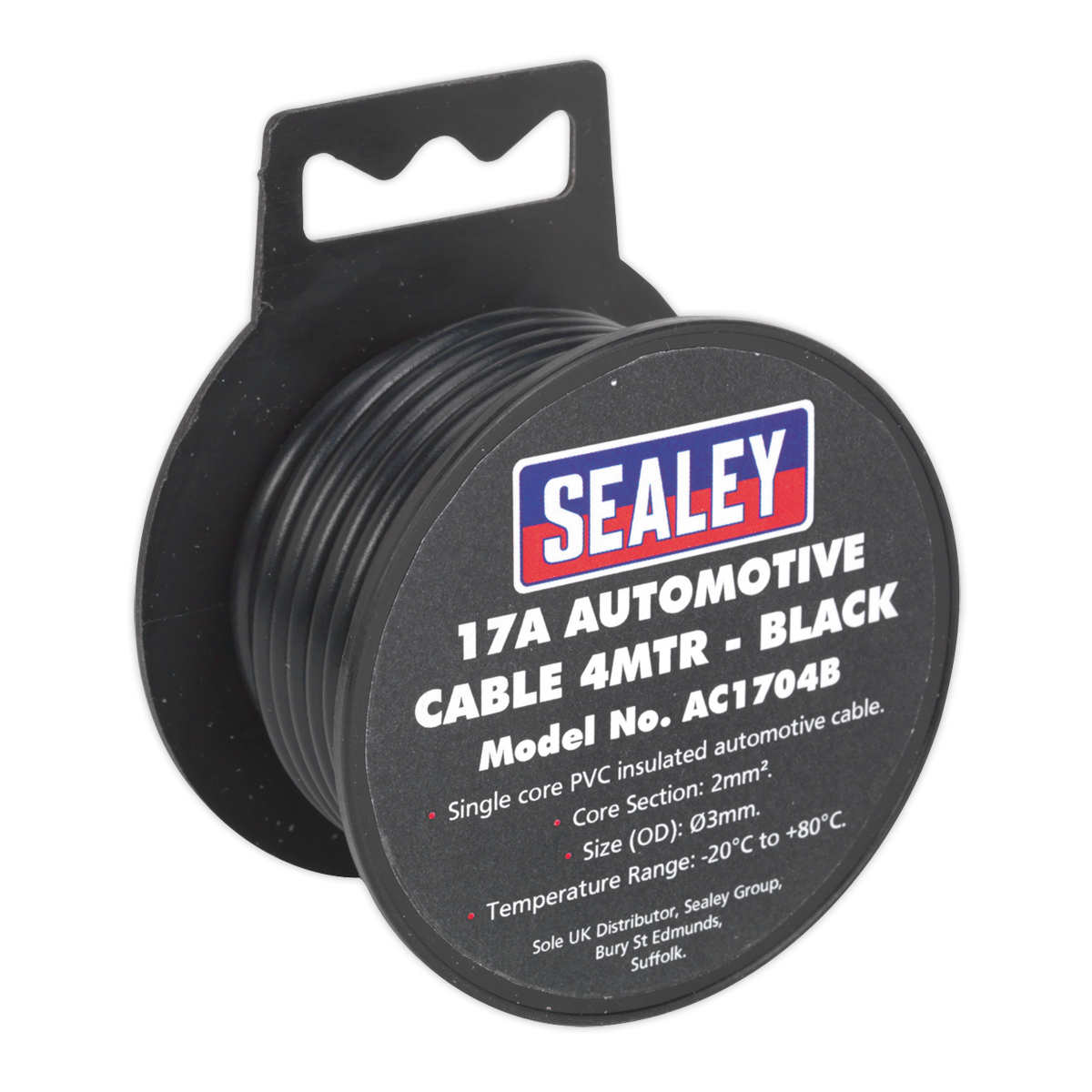 Sealey AC1704B 17A Thick Wall Automotive Cable 4m - Black