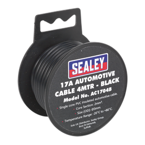 Sealey AC1704B 17A Thick Wall Automotive Cable 4m - Black