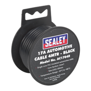 Sealey AC1704B 17A Thick Wall Automotive Cable 4m - Black