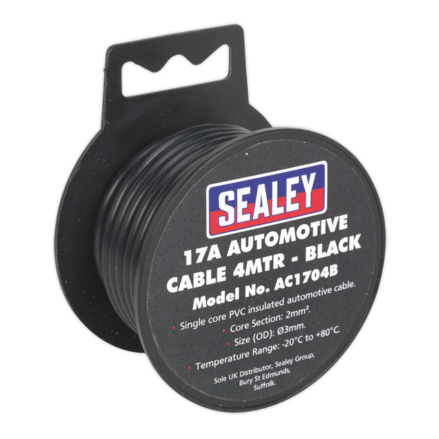 Sealey AC1704B 17A Thick Wall Automotive Cable 4m - Black