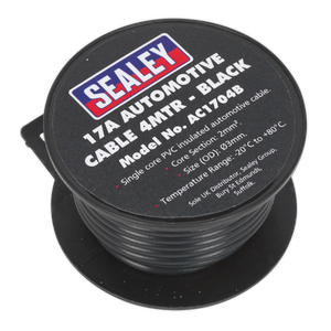 Sealey AC1704B 17A Thick Wall Automotive Cable 4m - Black - additional view 2