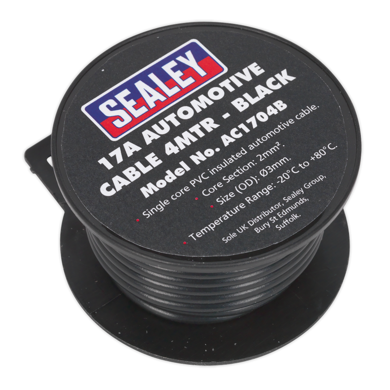 Sealey AC1704B 17A Thick Wall Automotive Cable 4m - Black - additional view 2